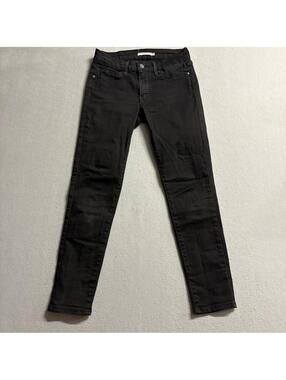 Levi's 711 Skinny Ankle Jeans Womens Size 25 Black Stretch Denim